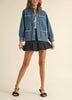 Blue Belle Stitch Ruffled Denim Jacket