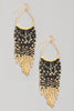 GOLD SEED BEAD FRINGE TEARDROP EARRINGS BLACK