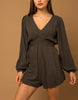 Luz V-Neck Cross Waist Band Back Tie Romper