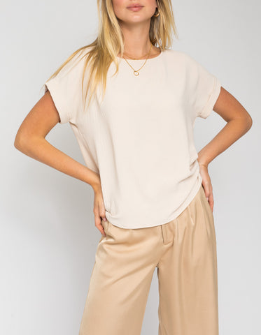 Naomi Collared Button Down Sleeveless Top In Natural