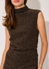 The Shimmer Mock Neck Tank Top in Black and Gold