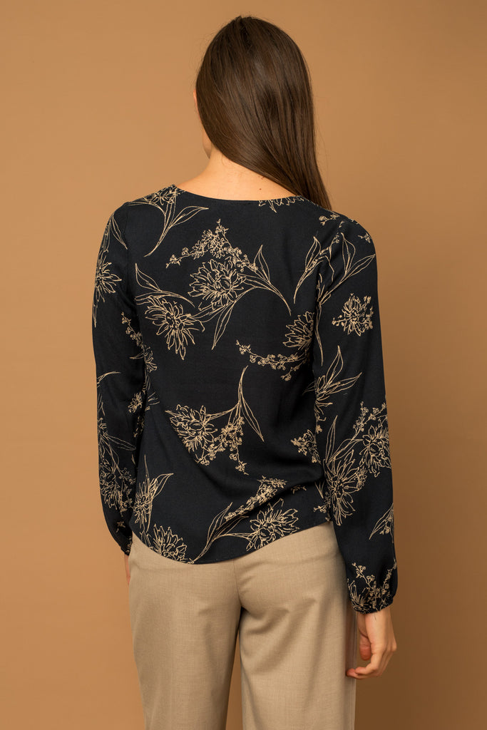 Open Pastures V-Neck Layered Floral Print Top
