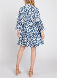 Laurel Hibiscus V-Neck Quarter Sleeve Dress