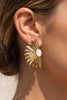 Half Pearl Leaf Earrings in Gold