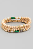 Beaded Bracelet Set With Accent Stones In Natural Multi