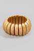 Thick Vintage Dome and C Shaped Stretch Bracelet In Gold