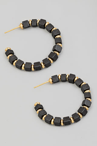 Wooden Boho Petals Earrings In Ivory