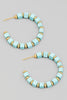 Beaded Hoop Earrings In Blue/Teal Gold