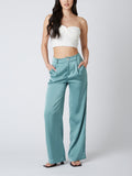 Silk Wave Wide Leg Trousers in Turquoise