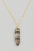 Black Stone Crystal Pendant Necklace in Gold