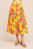 Golden Hibiscus A Line Button Front Skirt