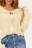 Sugar Lace Knit Front Tie Long Sleeve Cardigan