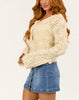 Sugar Lace Knit Front Tie Long Sleeve Cardigan