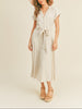 Coffee Date V-Neck Button Down A Line Tie Waist Dress (Assorted)