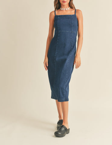 Andrea Wide Leg Ribbed Jumpsuit in Navy