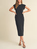 Ellyn Baby Ribbed Casual Long Dress in Black