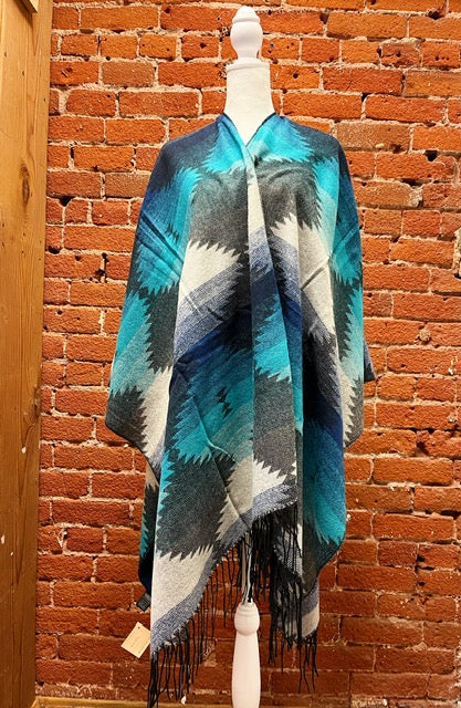 Clementine Western Print Poncho (Assorted Colors)