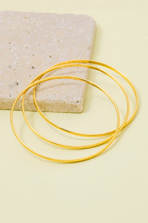 Thin Gold Bangle Set (3)