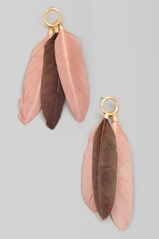 Bohemian Ivory Feather Drop Earrings