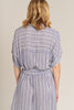 Sailing Free Striped Shirt Dress with Tie Wrap in Blue