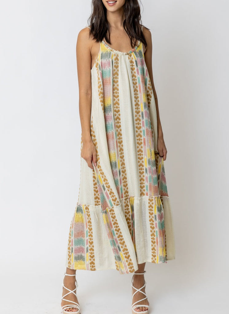 Harlow Boho Embroidered Dress in Multicolor