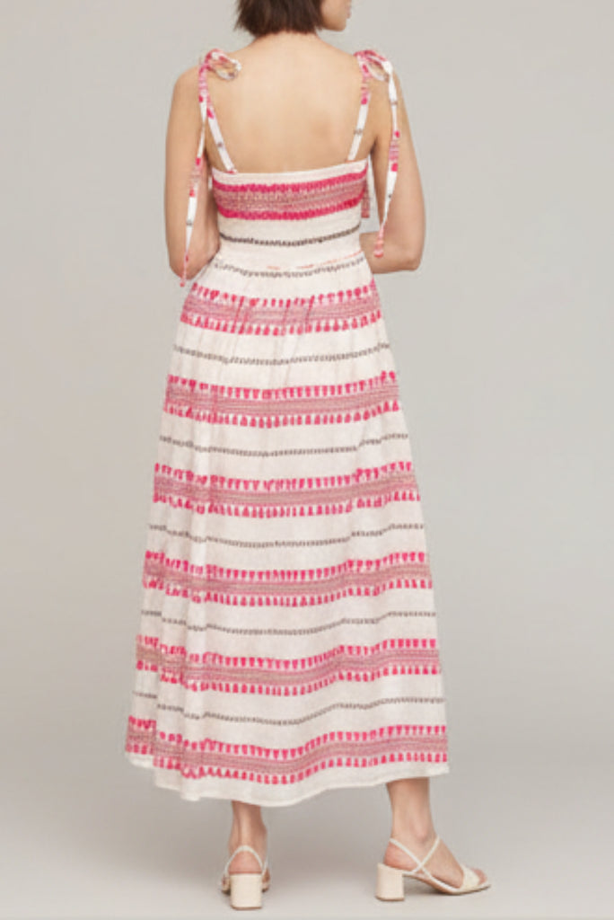Rosé Thread Smocked Midi Dress
