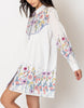 Midsommar Long Sleeve Floral Print Button Down Shirt Dress In Ivory/Multi