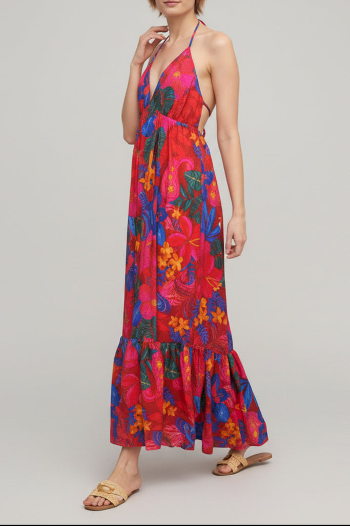 Solara Floral Halter Maxi Dress
