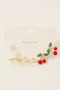 Simple Pearl and Cherry Gold Earring Set