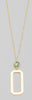 Long Abalone Rectangle Pendant Necklace in Gold