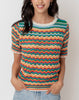 Over The Rainbow Multi Color Short Sleeve Knit Top