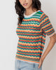 Over The Rainbow Multi Color Short Sleeve Knit Top
