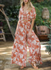 Summer Somewhere Collar Dolman Sleeve Crop Top & High Waist Wide Leg Pant In Ginger/Cream