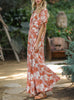 Summer Somewhere Collar Dolman Sleeve Crop Top & High Waist Wide Leg Pant In Ginger/Cream
