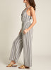 Ink & Ivory Striped Halter Top Smocked Back Romper