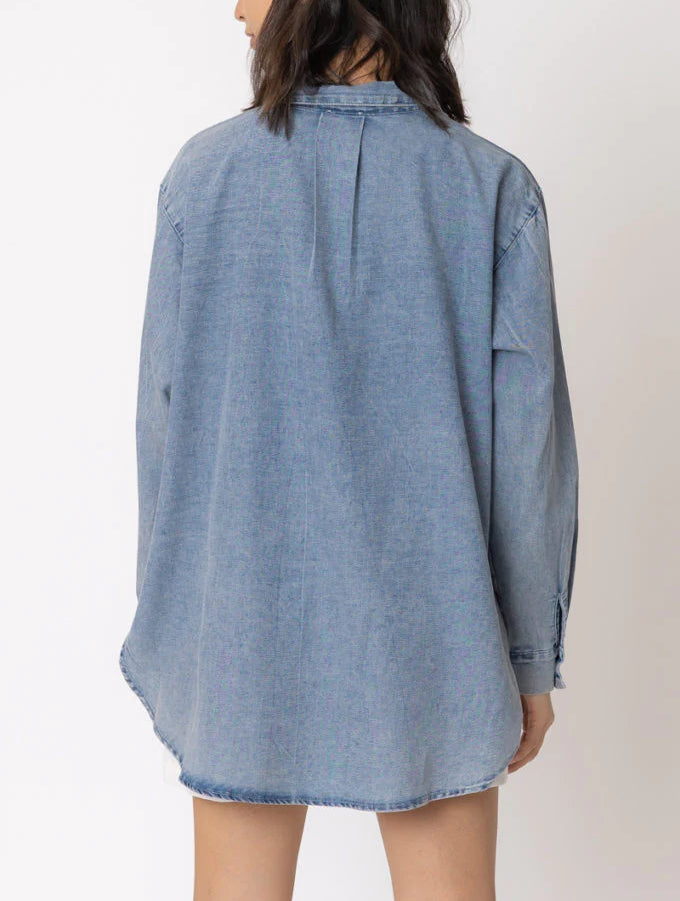 Clear Skies Long Sleeve Denim Button Down Shirt Long Sleeve