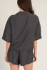 Teagan Relaxed Collar T-Shirt in Charcoal