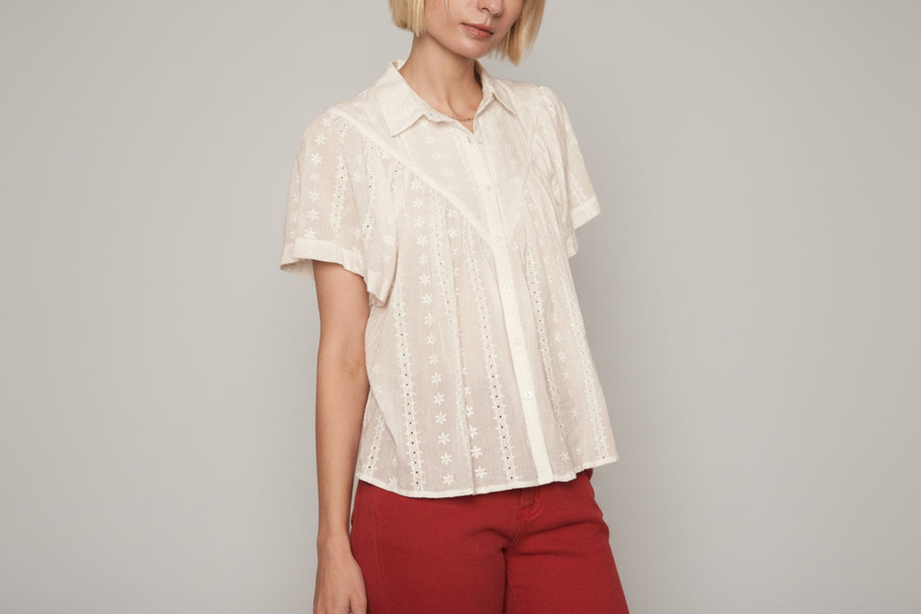 Sunny Side Eyelet Button-Down