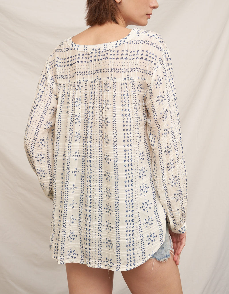 Serenity Long Sleeve Cotton Print Blouse Button Up Version