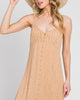 Perfectly Spotted Button Down With Shirring Detailed Midi Dress In Tan