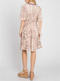 Palmer in Paisley V-Neck Dress with Embroidery Detail