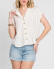 Naomi Collared Button Down Sleeveless Top In Natural