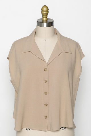 Living Good Collared Button Front Blouse In Ivory