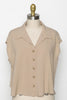 Naomi Collared Button Down Sleeveless Top In Taupe