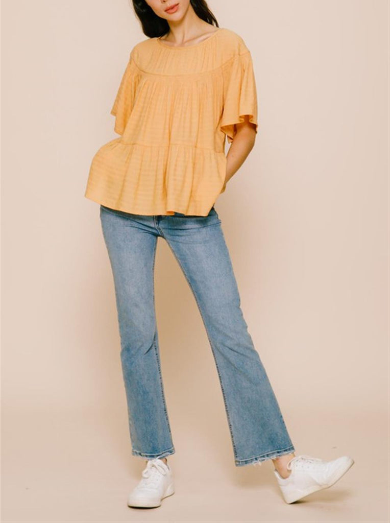 Whisper Ruffle Tiered Blouse with Elastic Detail (Various Colors)