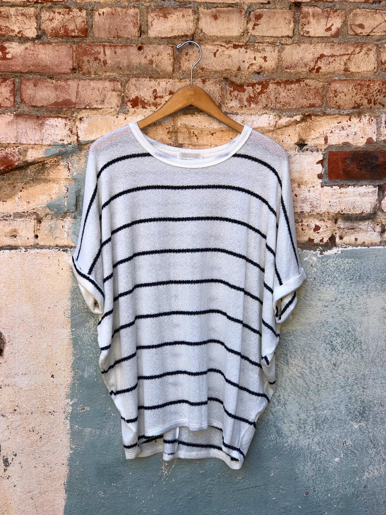 Striped Dolman Knit Short Sleeve Tee (Assorted Colors)