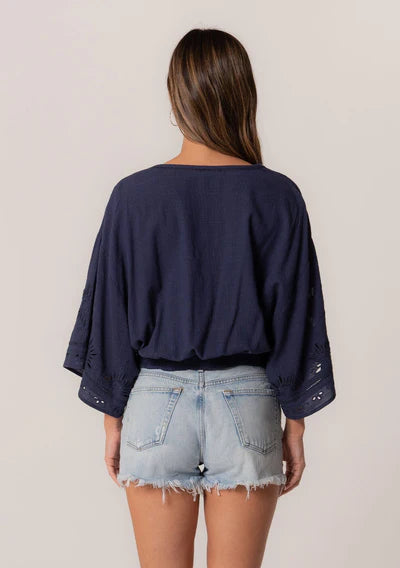Season Ease Lace Cut Out Quarter Sleeve Top (Assorted)