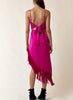 More Fringe Asymmetrical Cowl Neck Dress Fuchsia