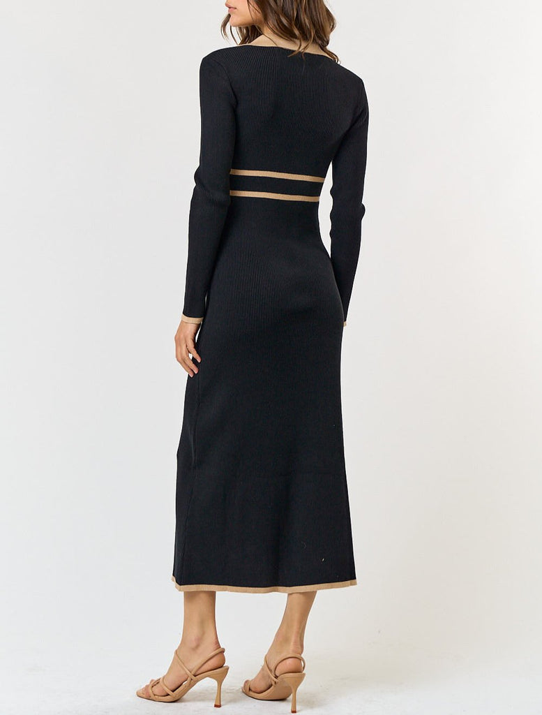 Camilla  A-Line Collar Long Sleeve Sweater Dress