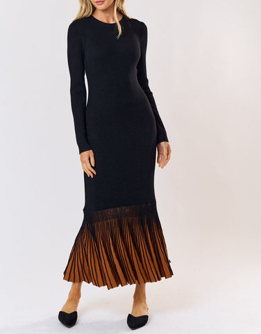 More Fringe Asymmetrical Cowl Neck Dress Black